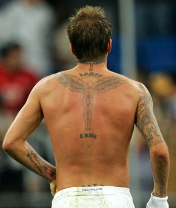 David Beckham Angel Back Tattoo